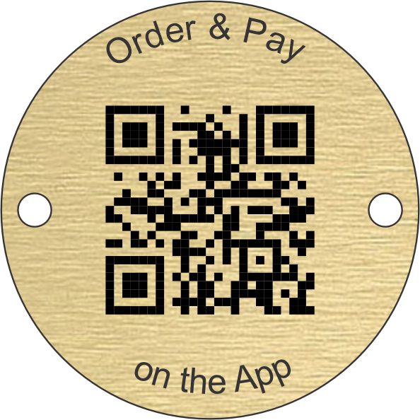 Brass Effect Table Disc 50mm Screw Fixing with QR Code